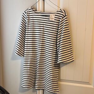 Black & Ivory Striped Mini Dress. Free People. NWT. XS.